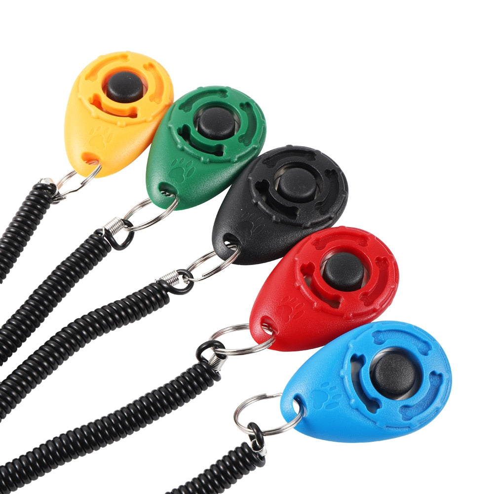 Hundetraining Clicker Haustier Katze Kunststoff Neue Hunde Click Trainer Hilfsmittel Werkzeuge Verstellbare Handschlaufe Sound Schlüsselanhänger Hundezubehör