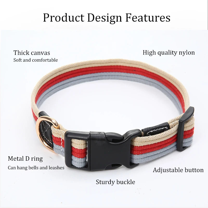 1.5-2M Thick Canvas Dog Leash Adjustable Pet Dog Collars and Leash Set  Small Medium Large Dog Running Walk Train Rope Pet Leash