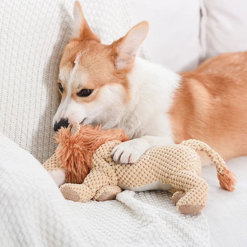 Quietschendes Haustierspielzeug für mittelgroße und große Hunde, Plüschwelpen, Kauspielzeug für große Hunde, Tierform, Hundezubehör, Löwe, Dinosaurier, Haustierbedarf