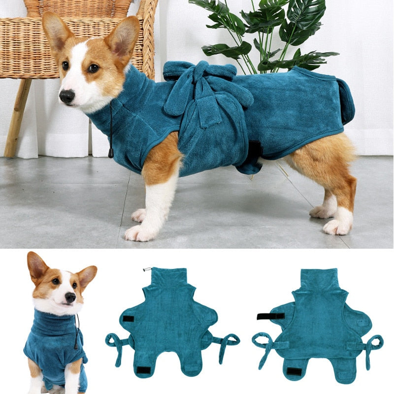 Hundebademantel, super saugfähiger Hunde-Badeanzug für kleine, mittelgroße und große Hunde, schnell trocknendes Haustier-Badetuch, warme Hundekleidung, Corgi