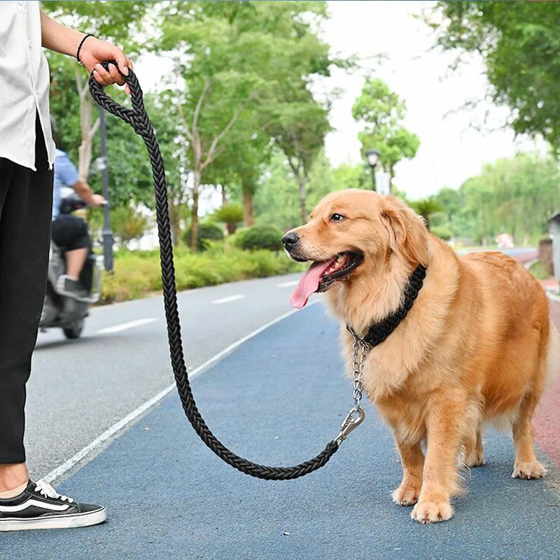 Zugseil für große Hundeleinen mit robuster Schnalle, handgestrickt, stark und langlebig, geflochtene Leinen aus Nylon für mittelgroße und große Hunde, Bully