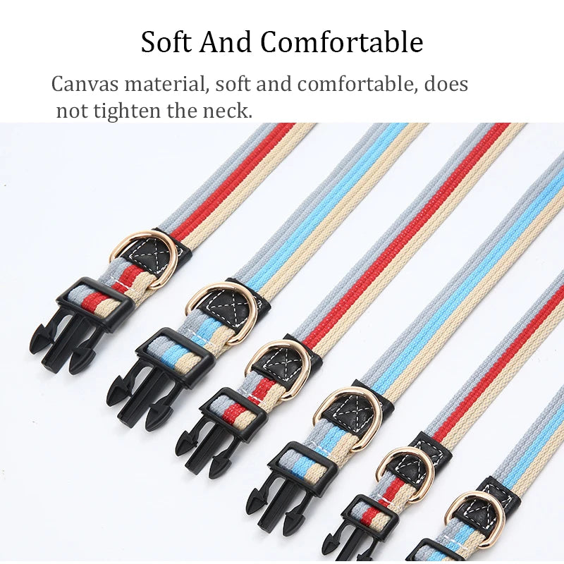 1.5-2M Thick Canvas Dog Leash Adjustable Pet Dog Collars and Leash Set  Small Medium Large Dog Running Walk Train Rope Pet Leash