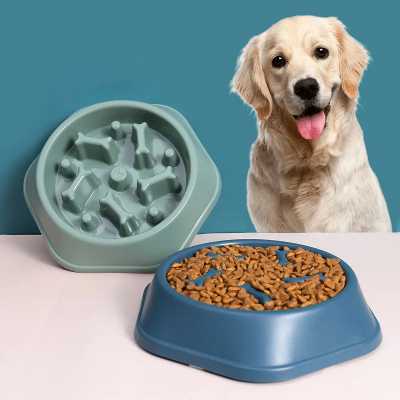 Pet Dog Bowl Dog Slow Feeder Bowl Puppy Cat Slow Eating Dish Bowl Anti-Gulping Food Plate Feeding Dog Cat Food Bowl Pet Supplies