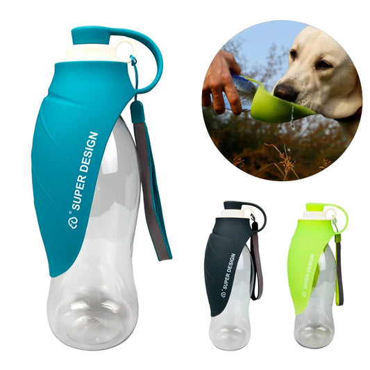 580 ml tragbare Wasserflasche für Hunde, weiches Silikon, Blatt-Design, Reise-Hundenapf für Welpen, Katzen, Trinkwasser für draußen