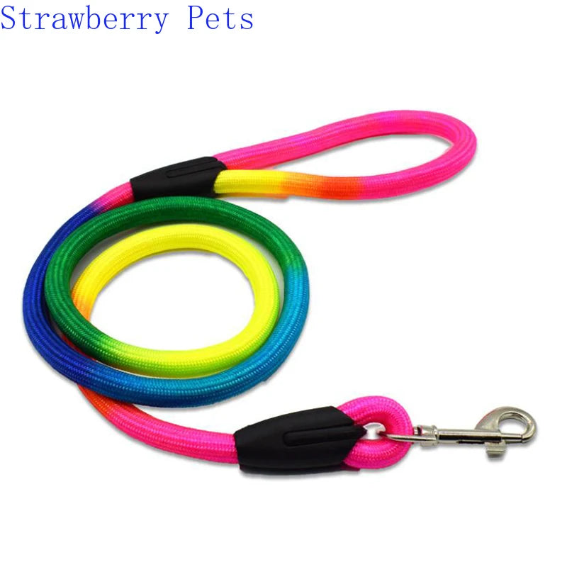 Strapazierfähiges Nylon Regenbogen 1,2 M Haustier Hundeleine Walking Training Leine Katzen Hunde Geschirr Halsband Leinen Gurt Gürtel Seil