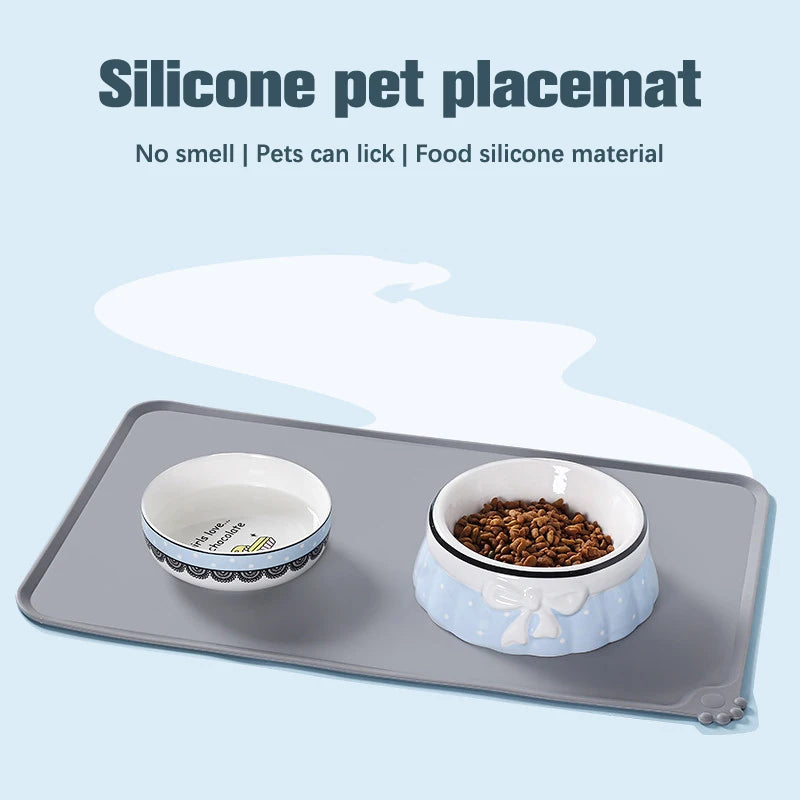 ilicone Waterproof Pet Mat For Dog Cat Pet Food Pad Pet Bowl Drinking Mat Dog Feeding Placemat Portable Outdoor Feeding