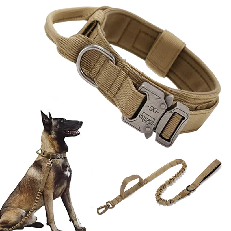 Hundehalsband, langlebiges taktisches Leinen-Set, verstellbares militärisches Haustierhalsband, Leine, mittelgroße und große Hunde, Deutscher Schäferhund, Trainingszubehör