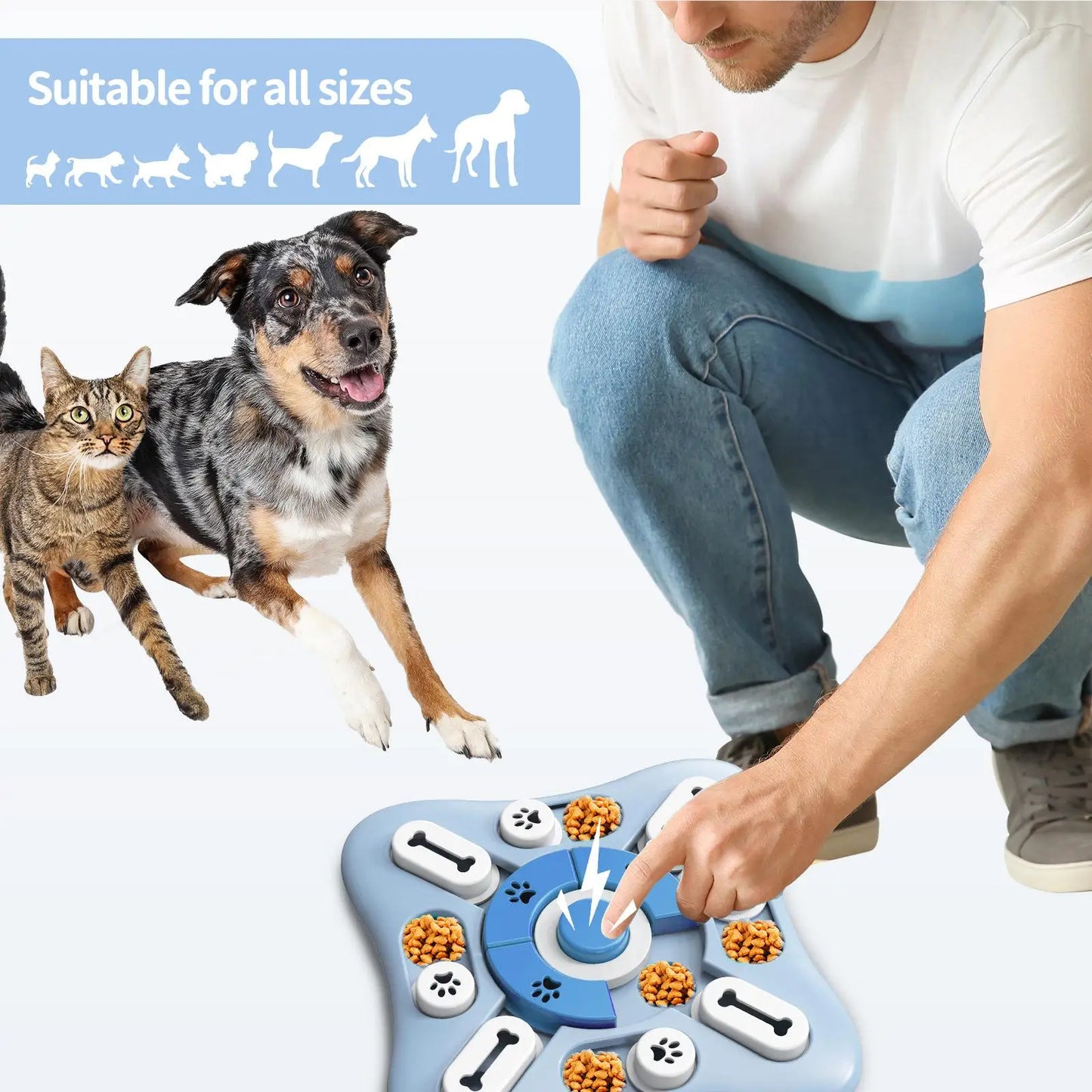 Hundespielzeug, Slow Feeder, interaktiver Futterspender, Steigerung des Welpen-IQ, Futterspender, langsames Fressen, rutschfeste Schüssel, Haustier-Puzzle, Trainingsspiel für Katzen und Hunde