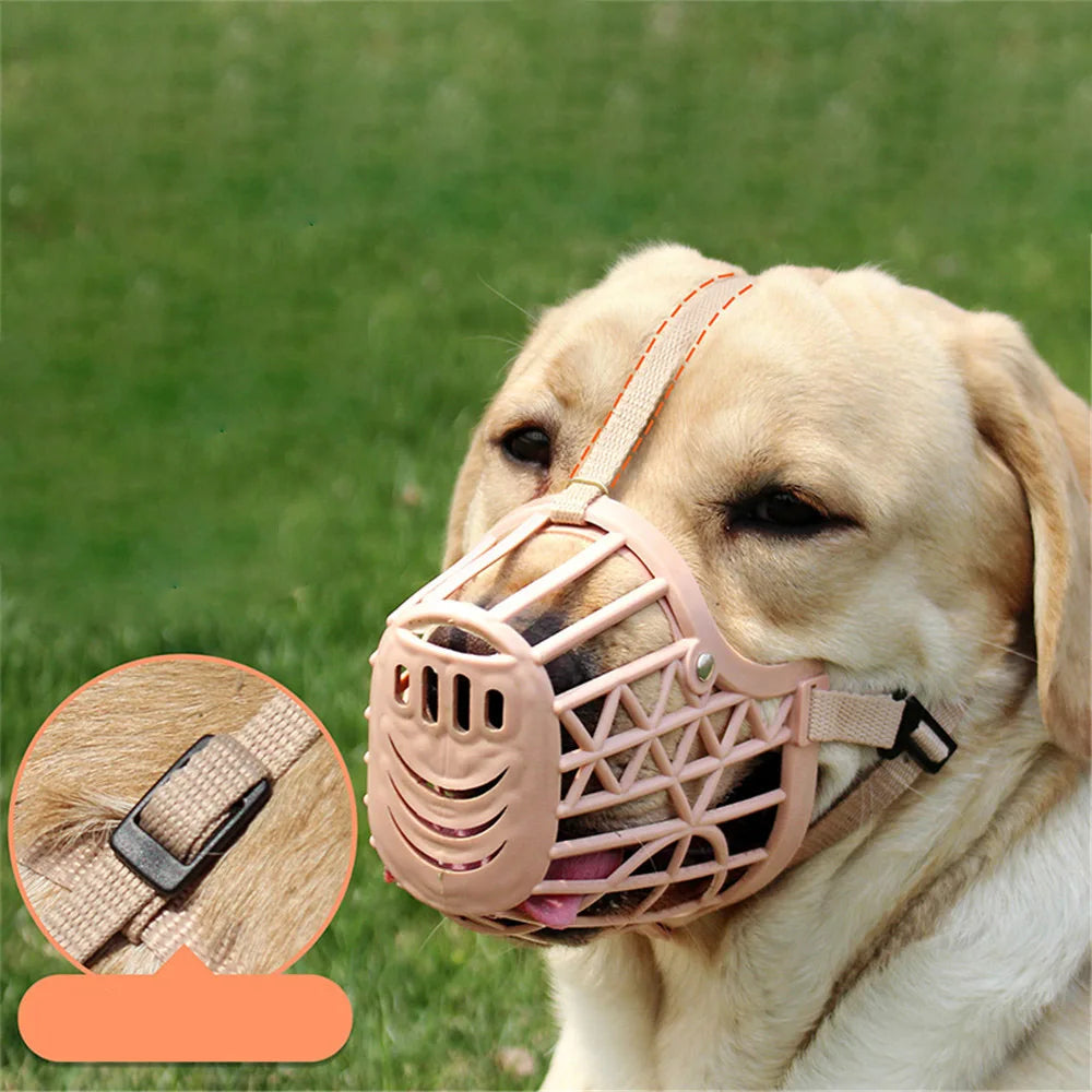 Dog Muzzle Plastic Basket Mask Cage Mouth Mesh For Dogs Lightweight Anti-Biting Barking