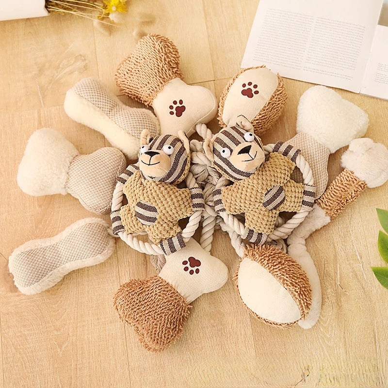 Pet Cotton Rope Toy Dog Sound Canvas Molar Teeth Cleaner Bite-resistant Rope Knot Training Dog Toys Dog Toothbrush Dog Toys