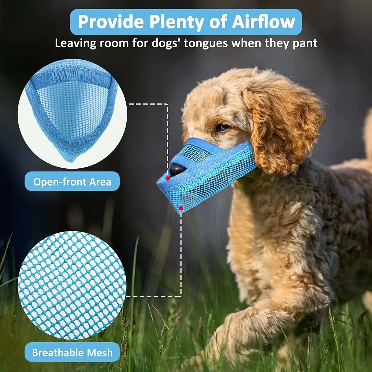 Pet Dog Muzzles Adjustable Breathable Dog Mouth Cover Anti Bark Bite Mesh Dogs Mouth Muzzle Mask for Dogs