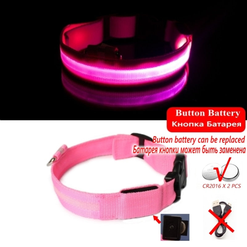 Led Hundehalsband Licht Anti-verloren Kragen Für Hunde Welpen Nacht Leuchtende Liefert Pet Produkte Zubehör USB Lade/Batterie