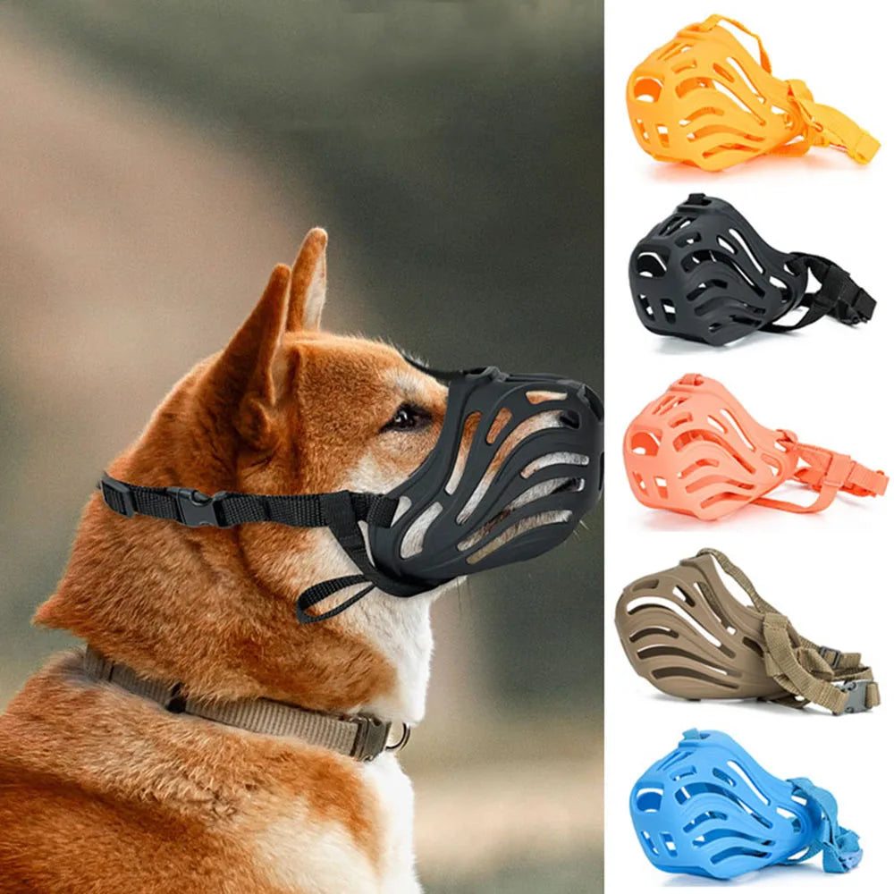 Adjustable Dog Muzzle Soft Silicone Breathable Mesh Strong Basket Small Large Dog Mouth Muzzles Pet Training Accessories