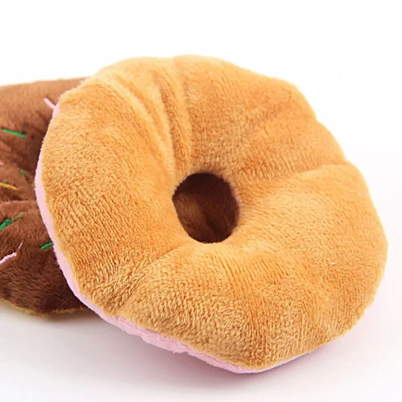 Weiche Donuts Welpen Katze Hund Spielzeug Squeaker Quietschen Plüsch Sound Haustier Kauen Werfen Squeak Spielzeug 3 Farben