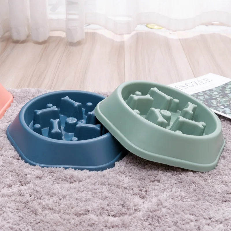 Pet Dog Bowl Dog Slow Feeder Bowl Puppy Cat Slow Eating Dish Bowl Anti-Gulping Food Plate Feeding Dog Cat Food Bowl Pet Supplies