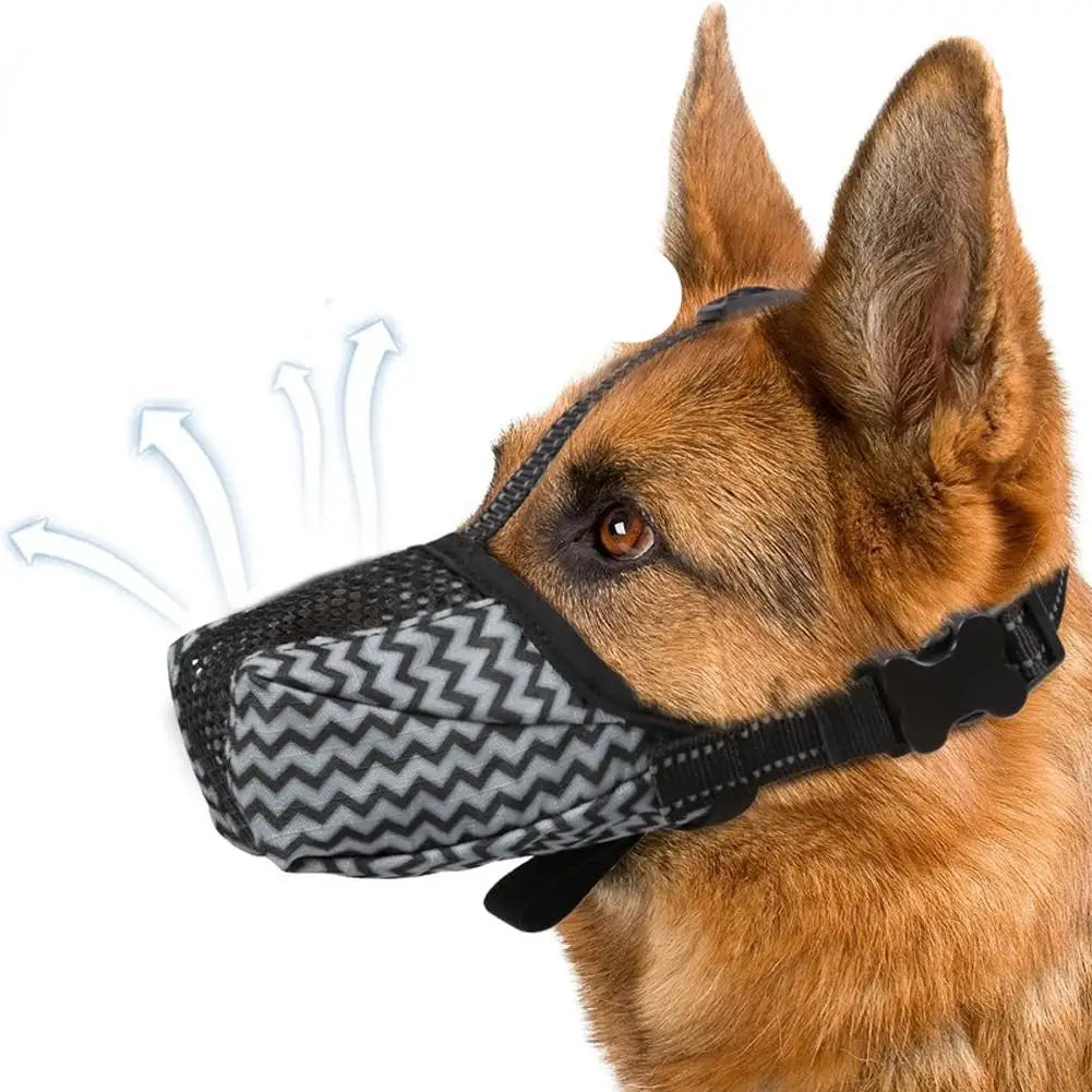 Dog Muzzle Basket Soft For Small Medium Large Size Breed Anti Biting Licking Chewing Adjustable Mesh With Reflective Strap C9h8