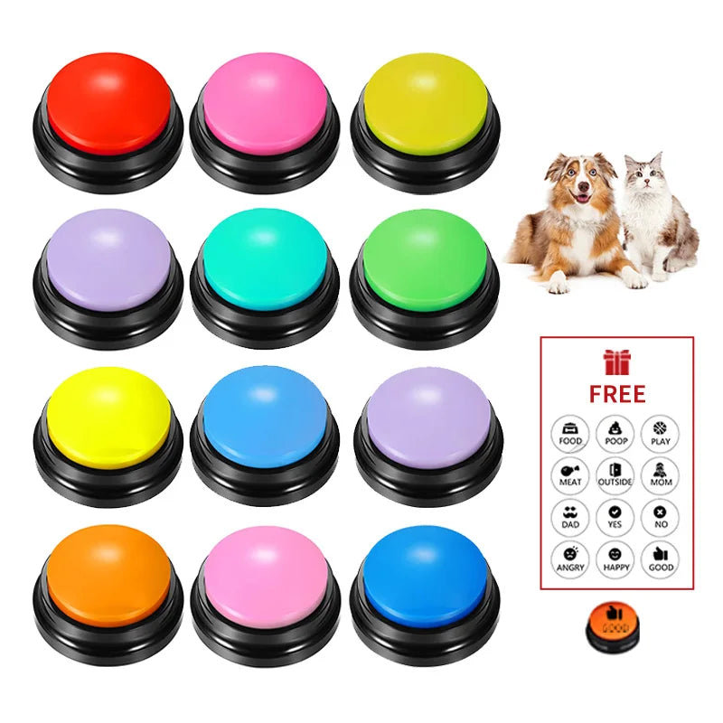 Pet Sound Box Recordable Talking Button Cat Voice Recorder Talking Toy For Pet Communication Training Tool Squeeze Box Dog Toys