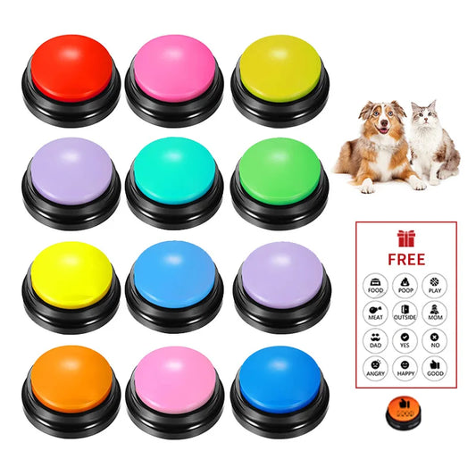 Pet Sound Box Recordable Talking Button Cat Voice Recorder Talking Toy For Pet Communication Training Tool Squeeze Box Dog Toys