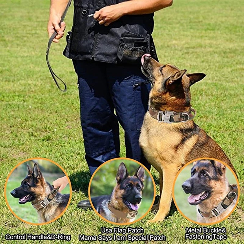 Hundehalsband, langlebiges taktisches Leinen-Set, verstellbares militärisches Haustierhalsband, Leine, mittelgroße und große Hunde, Deutscher Schäferhund, Trainingszubehör