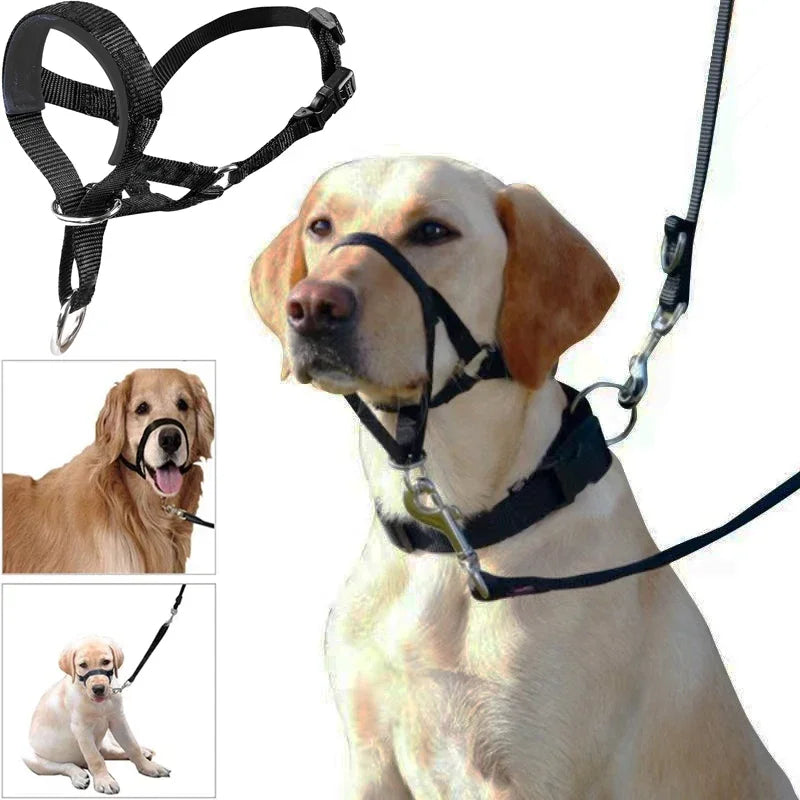 Nylon-Maulkorb für Hunde, verstellbar, Anti-Bell- und Bissschutz, Geschirr, Kopfhalfter, Maulkorb, Hundehalfter, Trainingsleine, Leader, klassisches Halsband