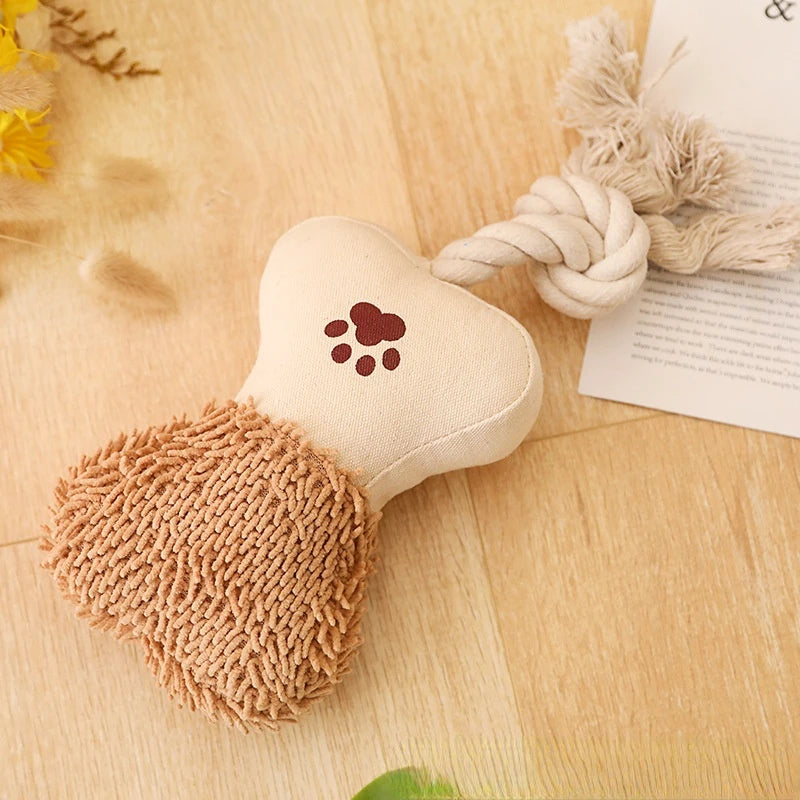 Pet Cotton Rope Toy Dog Sound Canvas Molar Teeth Cleaner Bite-resistant Rope Knot Training Dog Toys Dog Toothbrush Dog Toys