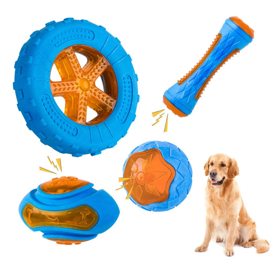 Hundespielzeug aus Gummi für Hunde, zum Kauen, Beißfest, Quietschendes Trainingsspielzeug, Interaktives Hundespielzeug für große Hunde, Zahnreinigung