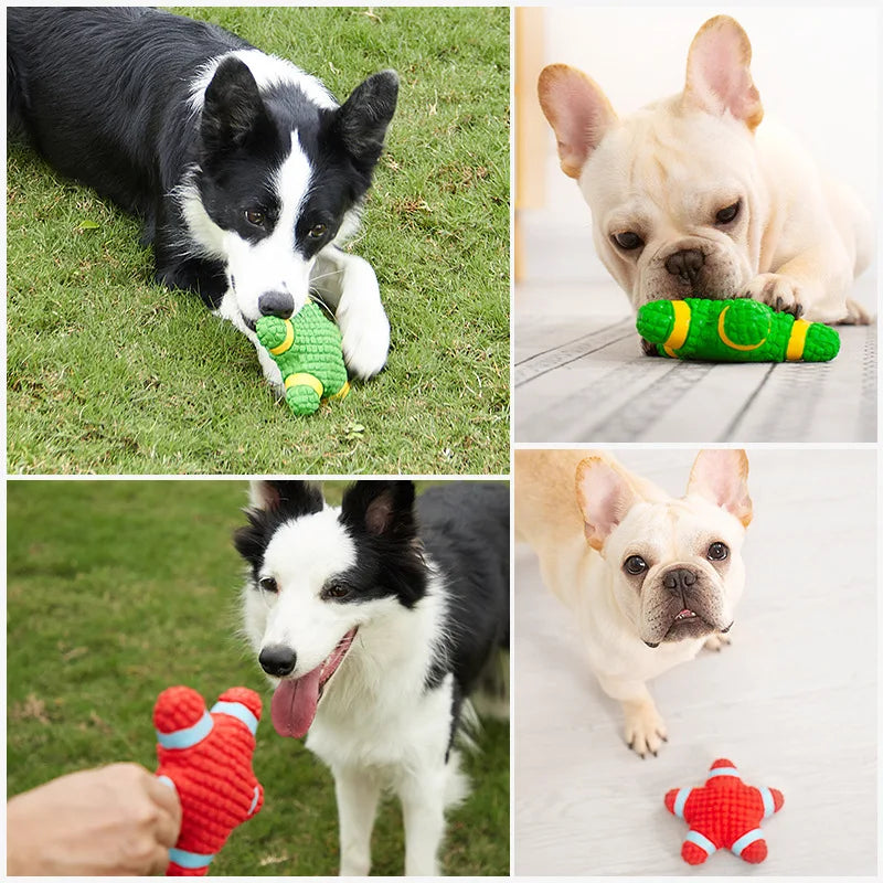 Quietschendes Hundespielzeug, Fußbälle aus Naturlatex, weich, federnd, langlebig, für kleine, mittelgroße und große Hunde, interaktives Hundespielzeug zum Kauen und Apportieren