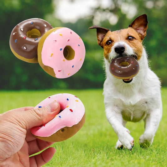 1PC Donut Hund Kauen Spielzeug Sound Spielzeug Simulation Donuts Schleifen Reinigung Zahn Relief Hund Spielzeug Игрушки Для Собак Mascotas Perro