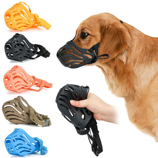 Adjustable Dog Muzzle Soft Silicone Breathable Mesh Strong Basket Small Large Dog Mouth Muzzles Pet Training Accessories