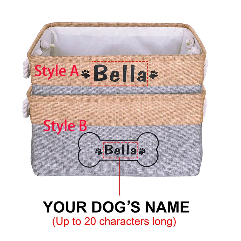 Personalized Foldable Pet Toy Storage Basket With Name Custom Dog Toy Storage Box Cat Clothes Organizer