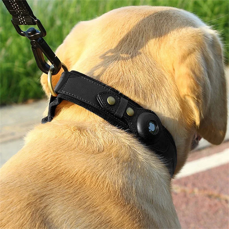 Hundehalsband aus Leder für Haustiere, verstellbare Halsketten mit luxuriösem Design für Apple Airtag LocationPositioning Device Cover Katzenzubehör