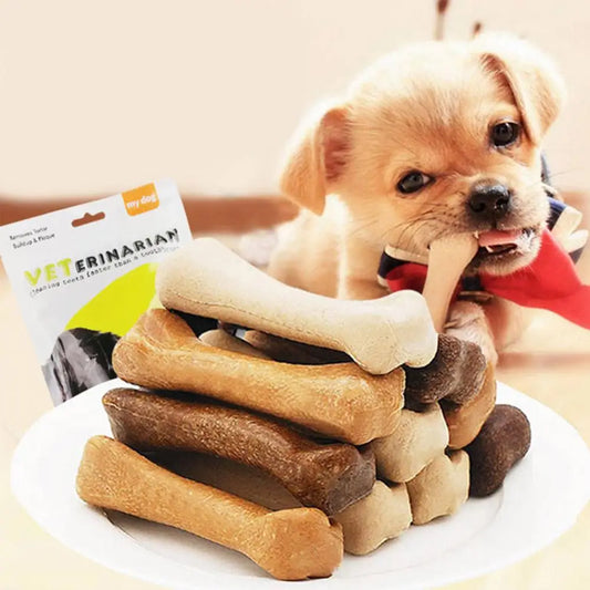 30 Stück Hundeknochen Molar Stick Snacks Leckerlis Kauspielzeug Mundhygiene Spielzeug Leder Rindsleder Zahnreinigungsstick für Welpenzubehör