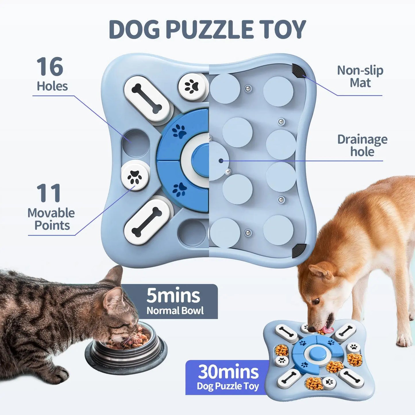 Hundespielzeug, Slow Feeder, interaktiver Futterspender, Steigerung des Welpen-IQ, Futterspender, langsames Fressen, rutschfeste Schüssel, Haustier-Puzzle, Trainingsspiel für Katzen und Hunde