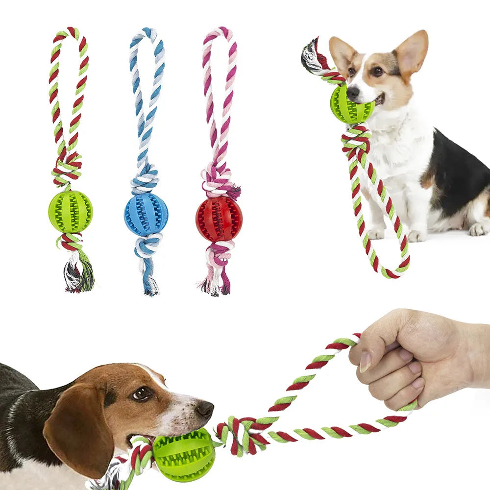 Hundespielzeug, Leckerli-Bälle, interaktive Bälle aus Hanfseil und Gummi, auslaufende Bälle für kleine Hunde, kau- und bissfestes Spielzeug, Haustier-Zahnreinigung