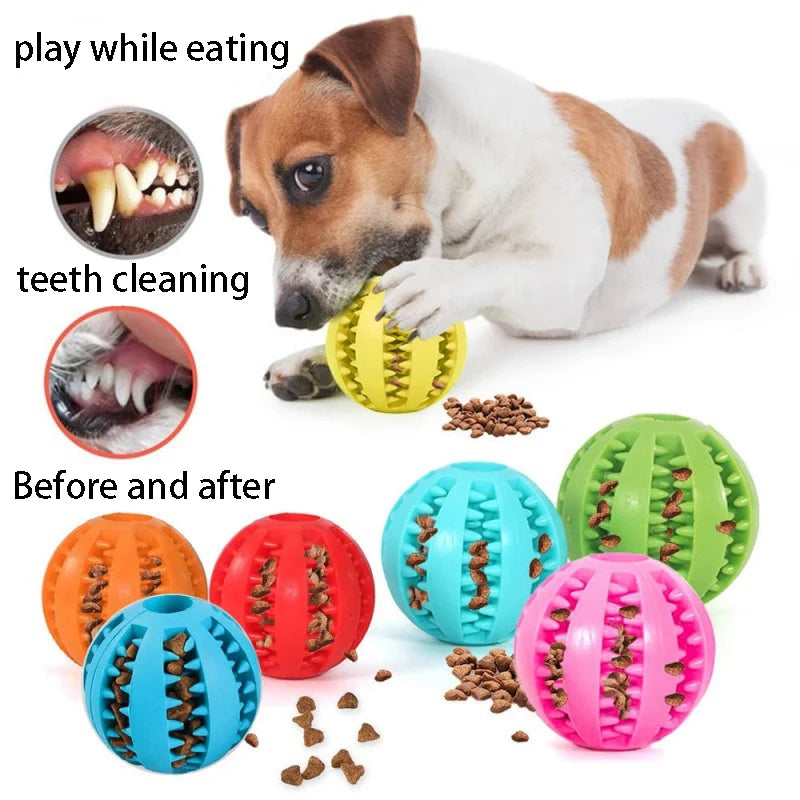 Natural Rubber Pet Dog Toys Dog Chew Toys Tooth Cleaning Treat Ball Extra-tough Interactive Elasticity Ball for Pet Accessories