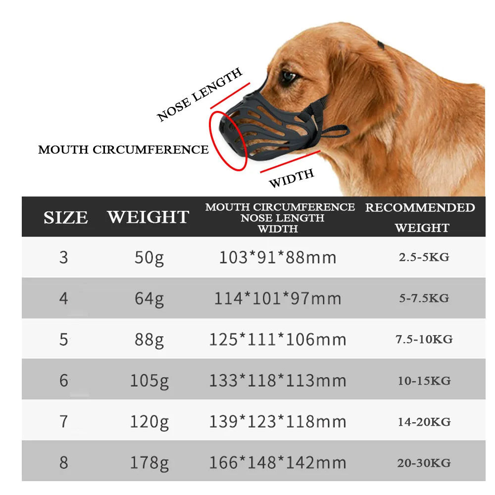 Adjustable Dog Muzzle Soft Silicone Breathable Mesh Strong Basket Small Large Dog Mouth Muzzles Pet Training Accessories