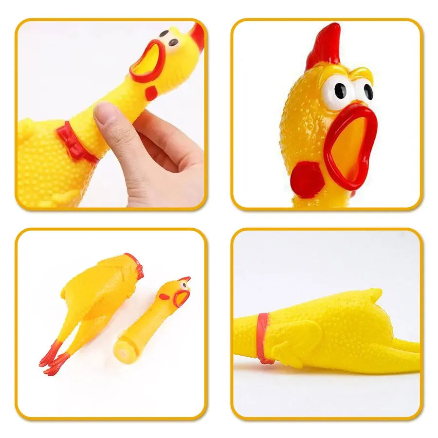 Yellow Screaming Chicken Dog Toys Novelty and Durable Chew Toy Sound Squeeze Screaming Toy