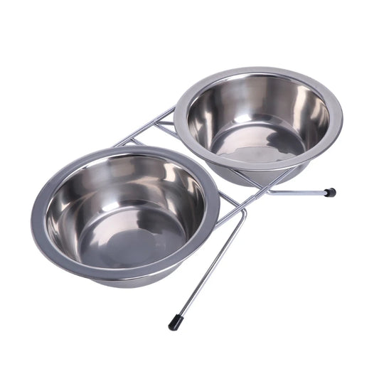 1PC Edelstahl Doppel Pet Schalen Hund Katze Wasser Lebensmittel Nicht Slip Fütterung Station