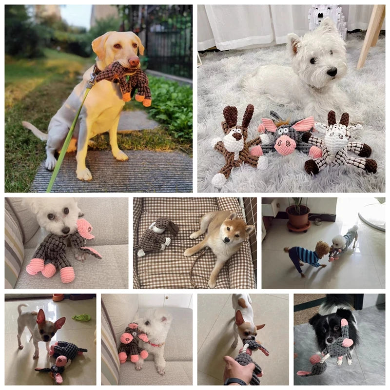 Plüschspielzeug für Hunde in Tierform, bissfest, quietschend, Cord, Hundespielzeug für kleine und große Hunde, Welpen, Haustier-Trainingszubehör