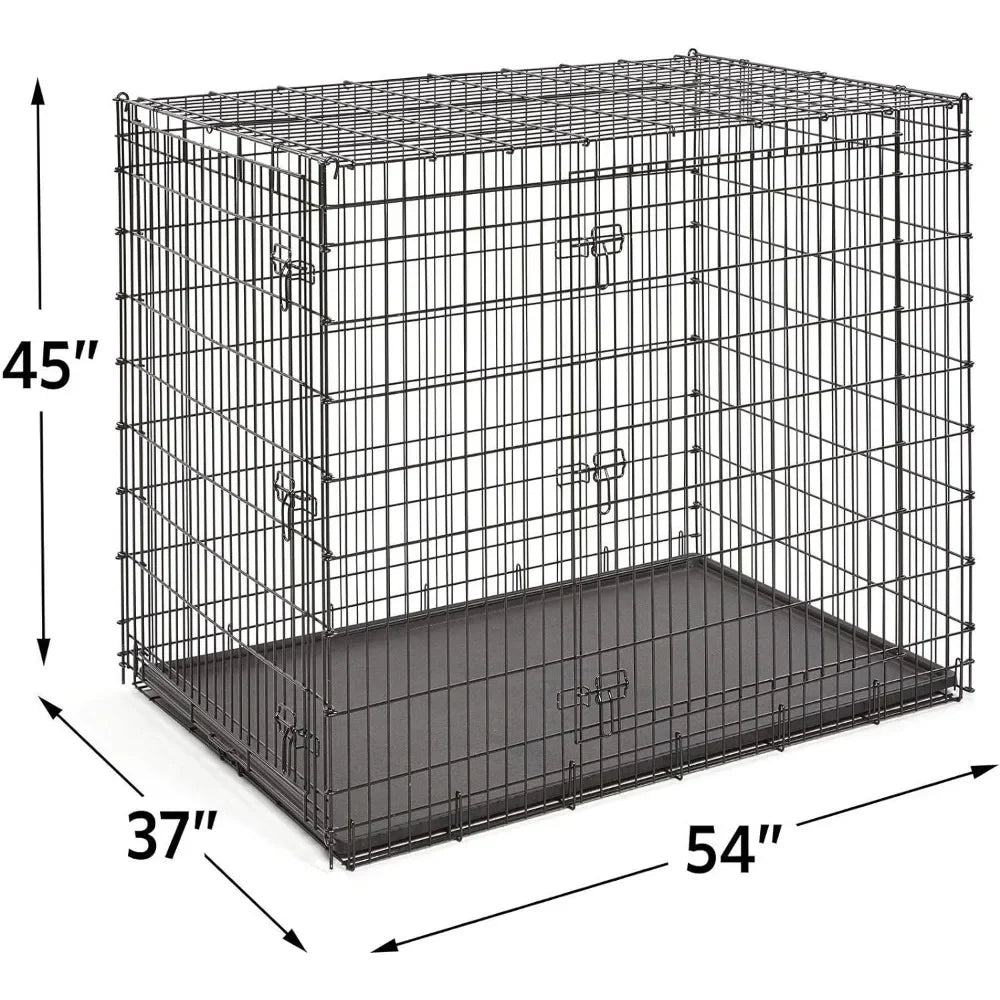 Bernhardiner Hundezaun SL54DD Ginormus Doppeltür Hundebox XXL für größte Hunderassen Katzenkäfig Schwarz Mastiff Hundehütte