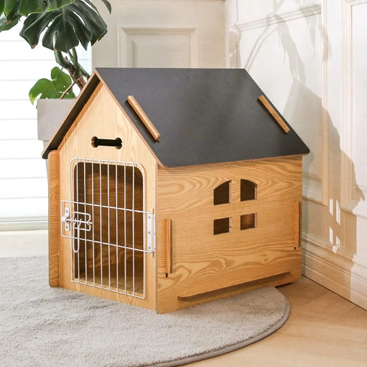 Hundehütte, komfortables Hundehaus im Holzdesign für Hunde, kleine Hundehöhle für den Innenbereich, mit Belüftungsöffnungen und erhöhtem Boden für einen warmen Käfig