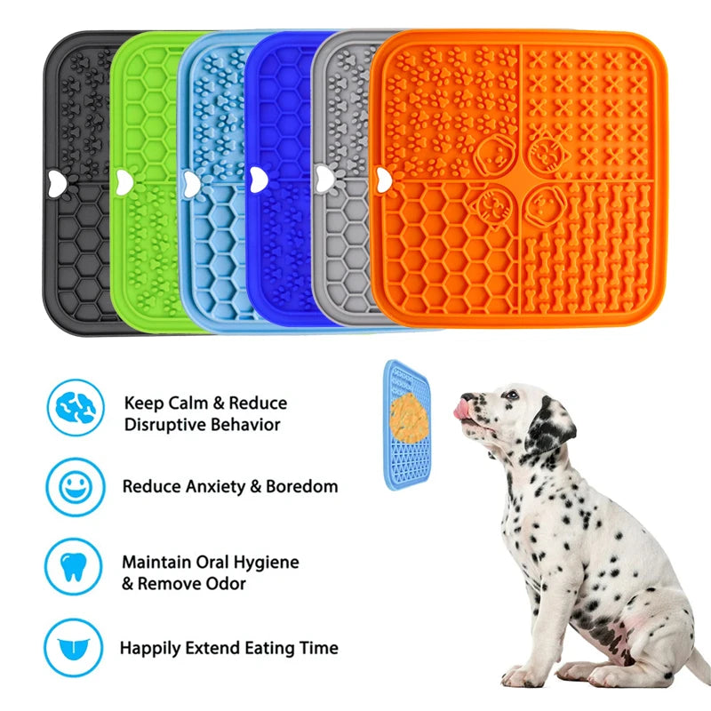 Dog Slow Feeders Mats With Suction Cup Silicone Dog Food Sucker Training Dog Feeder Alternative to Feed Dog Bowl Dog Accessories