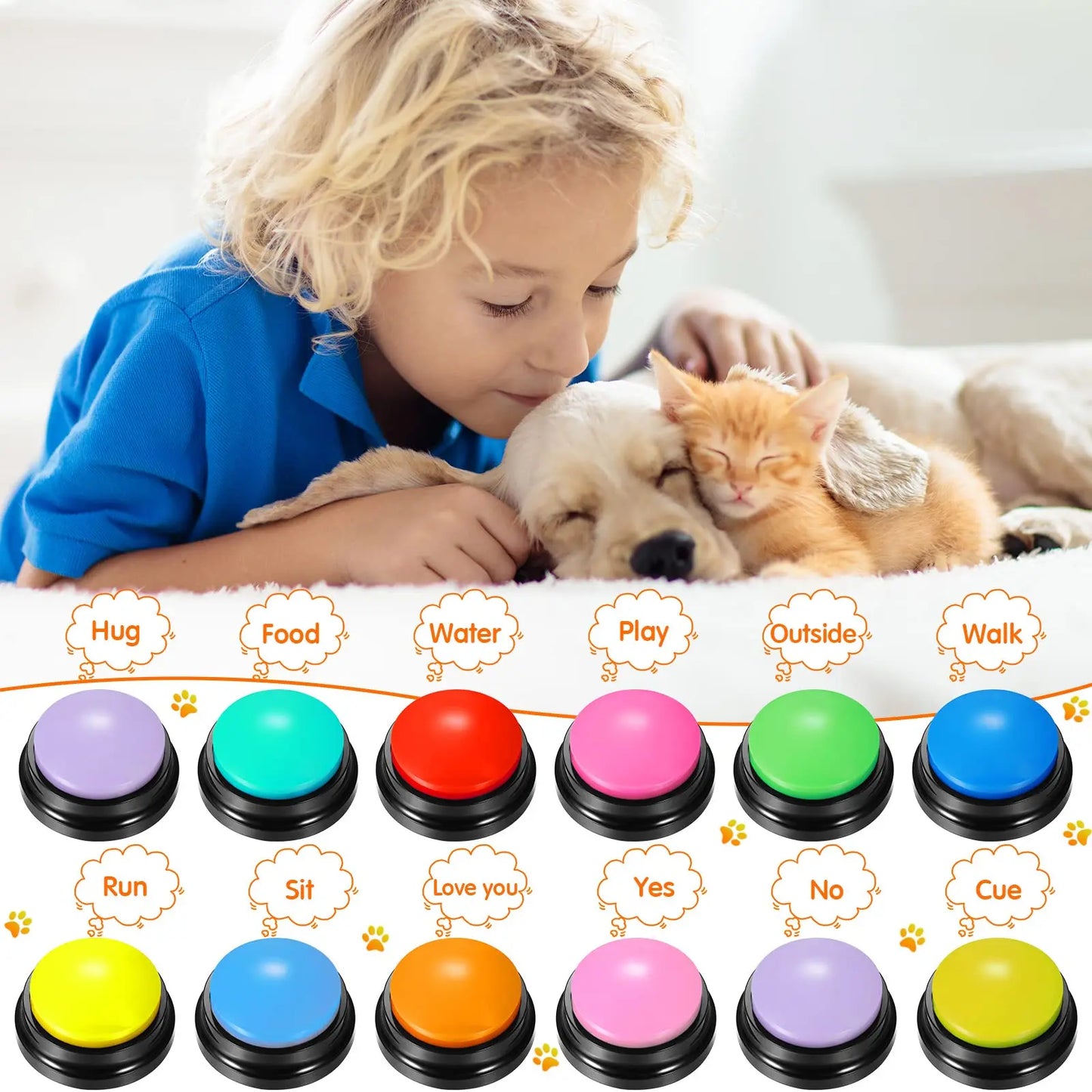 Pet Sound Box Recordable Talking Button Cat Voice Recorder Talking Toy For Pet Communication Training Tool Squeeze Box Dog Toys