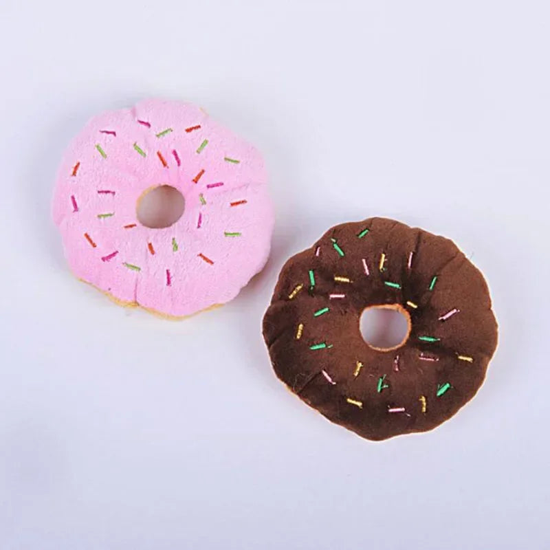 Weiche Donuts Welpen Katze Hund Spielzeug Squeaker Quietschen Plüsch Sound Haustier Kauen Werfen Squeak Spielzeug 3 Farben