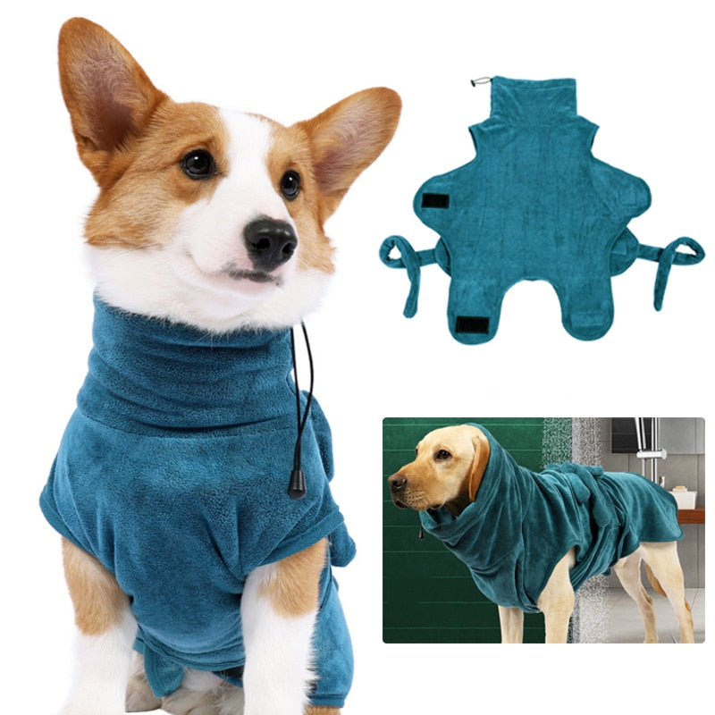 Hundebademantel, super saugfähiger Hunde-Badeanzug für kleine, mittelgroße und große Hunde, schnell trocknendes Haustier-Badetuch, warme Hundekleidung, Corgi